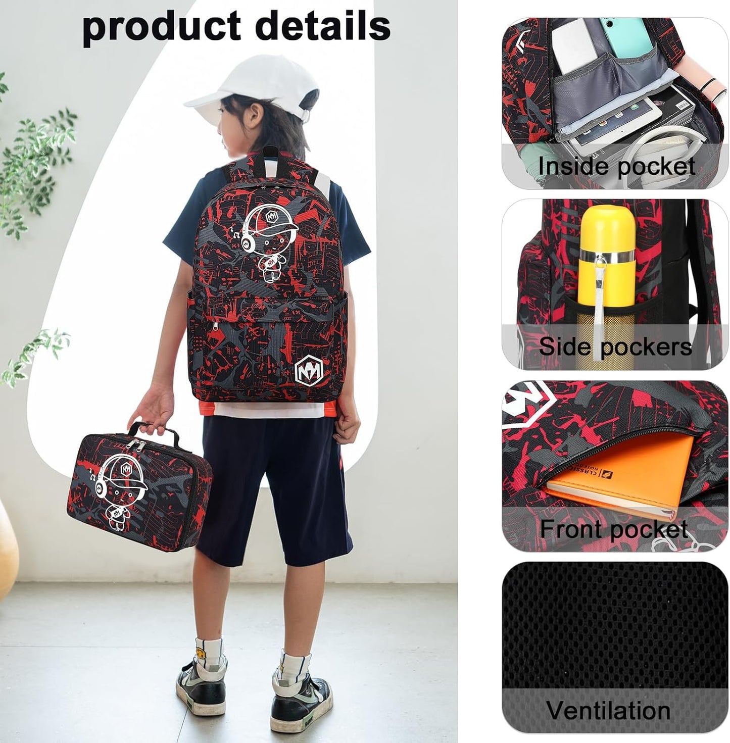 Preschool Backpack Kids Kindergarten Backpack with Lunch Box School Book Bags for Elementary Primary Schooler