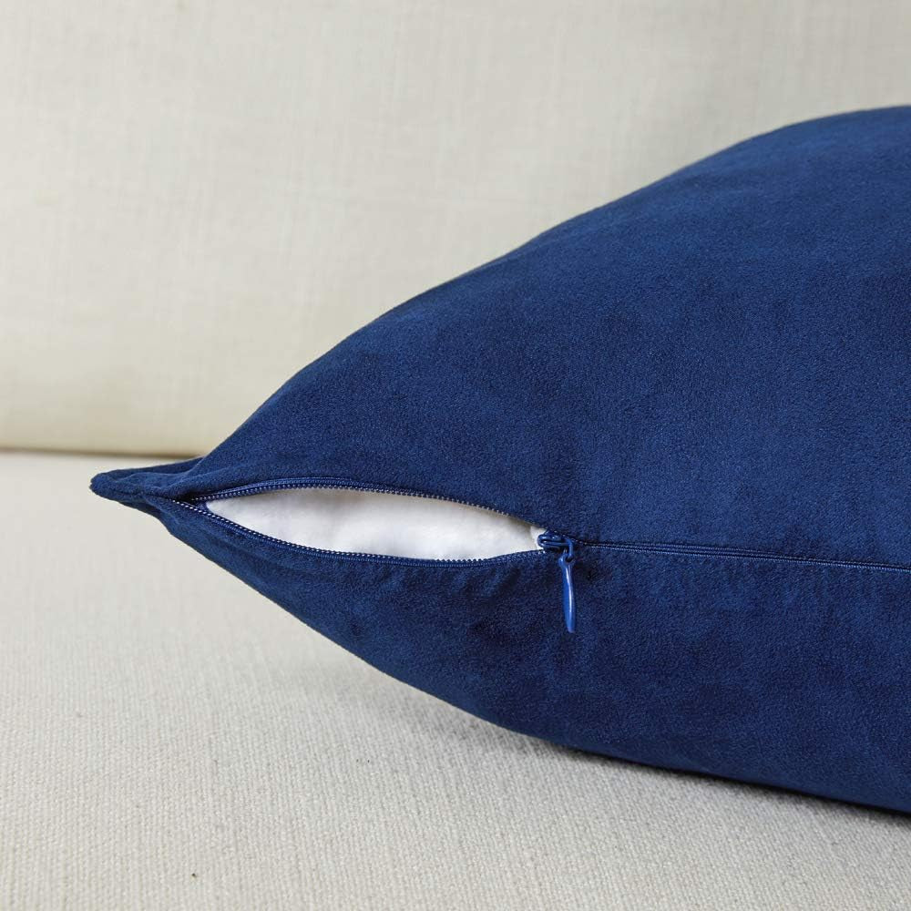 2 Packs Premium Faux Suede Decorative Throw Pillow Covers, Super Soft Square Pillow Case,Solid Cushion Cover for Couch/Sofa/Bedroom (16"X 16",Set of 2, Navy Blue)