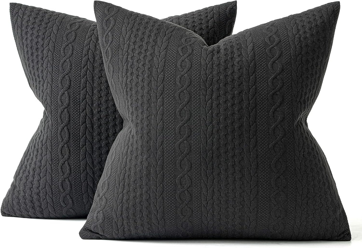 Fall Decorative Throw Pillow Covers Set of 2 Super Soft Modern Stretchy Embossed Patterned Cushion Covers for Halloween Farmhouse Couch Sofa Livingroom Bed,Black 18X18 Inch
