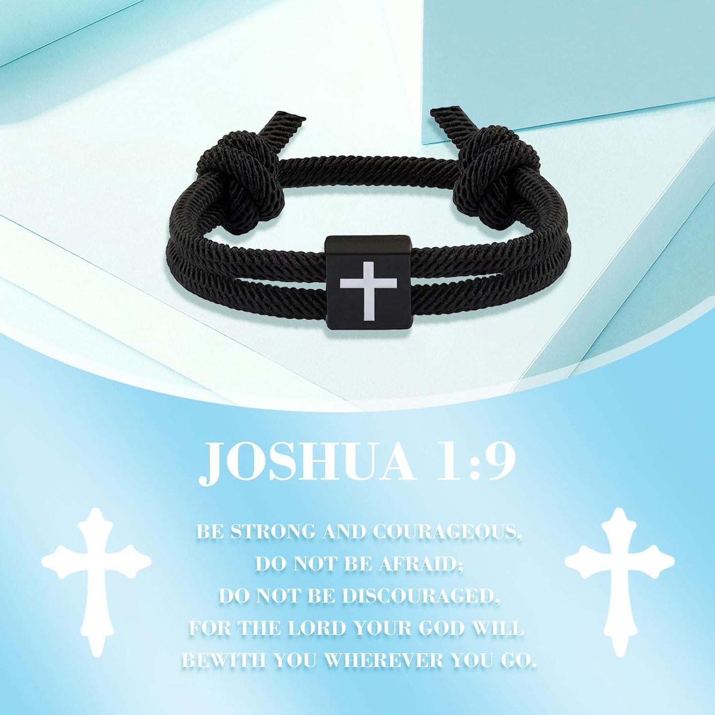 White Rope Cross Bracelet for Men Teens, 2Pack String Handmade Adjustable Weaving Rope Bracelet for Teen Boys Friends Son Grandson