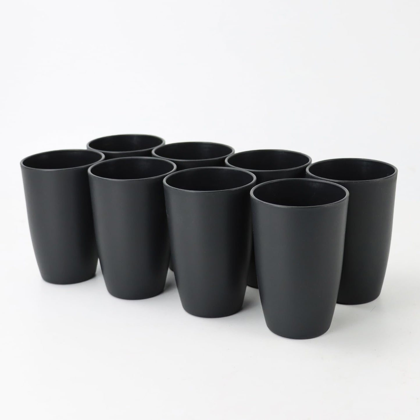 Set of 8 Durable Wheat Straw Drinking Cups - 20 OZ Reusable and Dishwasher Safe in Black