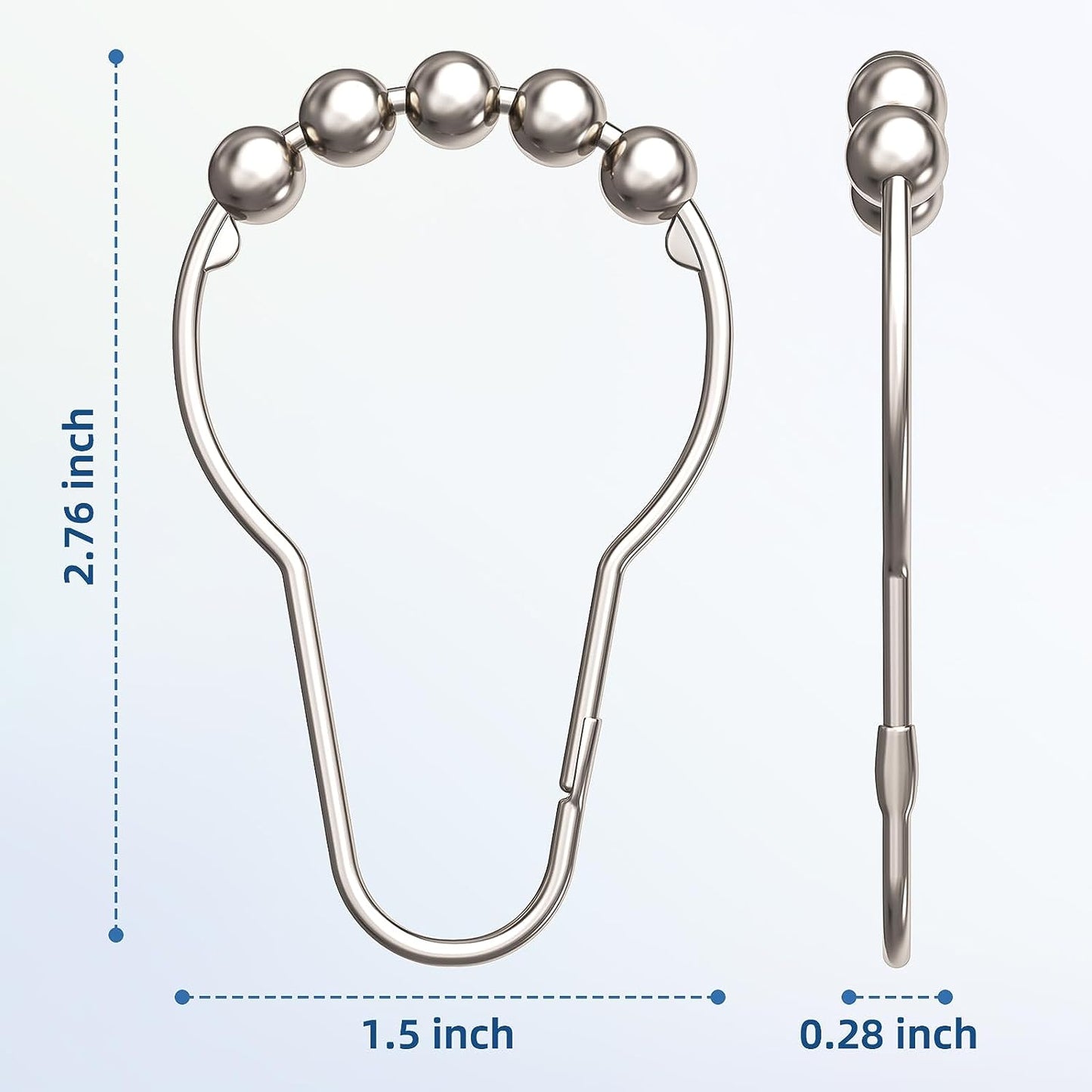 Clear Shower Curtain Liner 72 X 78 and Nickel Shower Curtain Rings