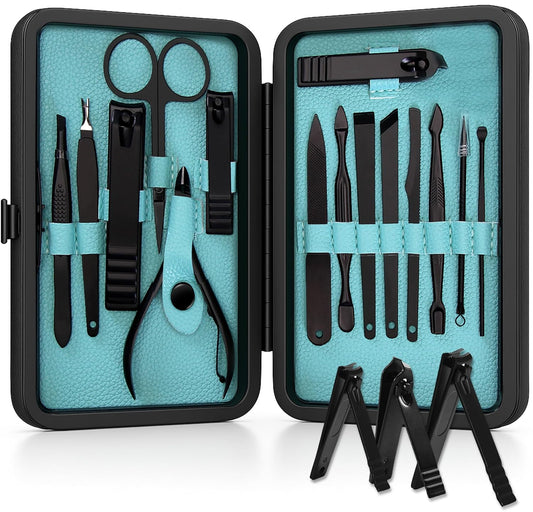 - Nail Clippers Professional Nail Kit or Manicure Kit for Women and Men - Stocking Stuffers or Groomsmen Gifts 15Pcs Pedicure Set for Fingernail, Toenail Clippers with Travel Case