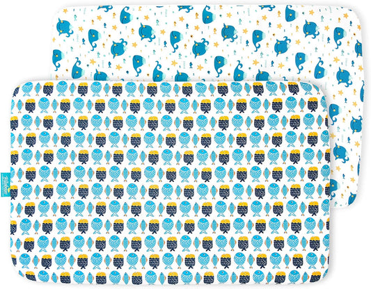 Pack and Play Sheets Fitted, 2 Pack Playard Sheet Fits for Graco Pack N Play Mattress, Mini Crib Sheets for Baby Boys & Girl