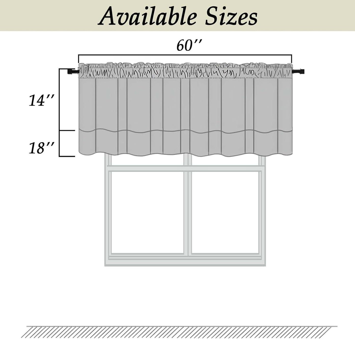 Black Valance for Windows, Short Blackout Curtains for Kitchen/Small Windows with Rod Pocket,Thermal Insulated Solid Curtain Valance, Each 60Wx14L Inches, 1 Piece