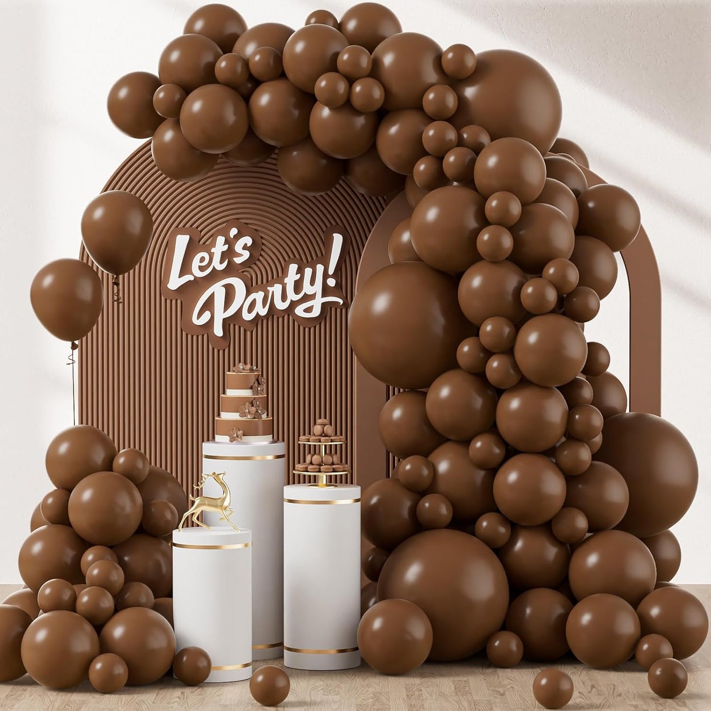 120Pcs Dark Brown Balloons, 18 12 10 5 Inch Boho Latex Balloons Different Sizes Dark Brown Balloon Arch Kit for Birthday Baby Shower Wedding Anniversary Party Decorations