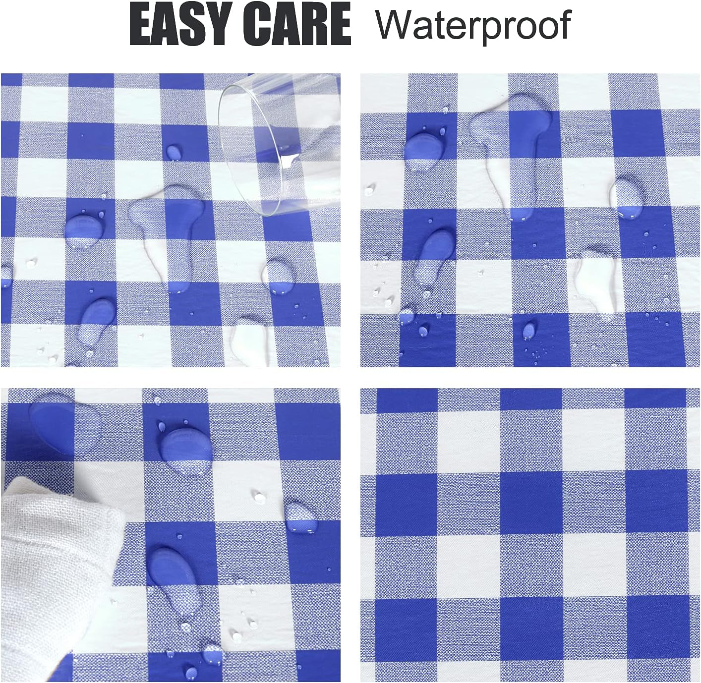 Blue Checkered Waterproof Vinyl Fitted Table Cover with Flannel Backing, 30" x 96", Ideal for Picnics, Travel, Holidays, and Parties