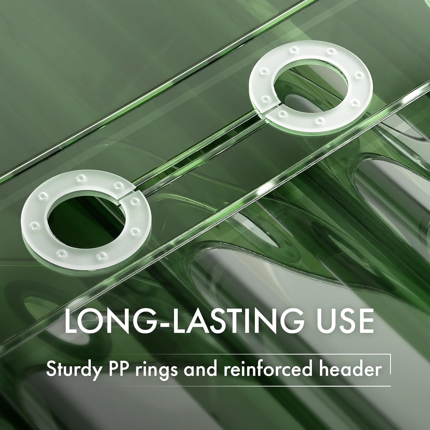 No Hook Shower Curtain Liner, 100% EVA Heavy Duty Hookless Shower Curtain and Liner 3-In-1, 72X75 Luxury Soft Shower Liner with 3 Heavyweight Stones, Clear Green