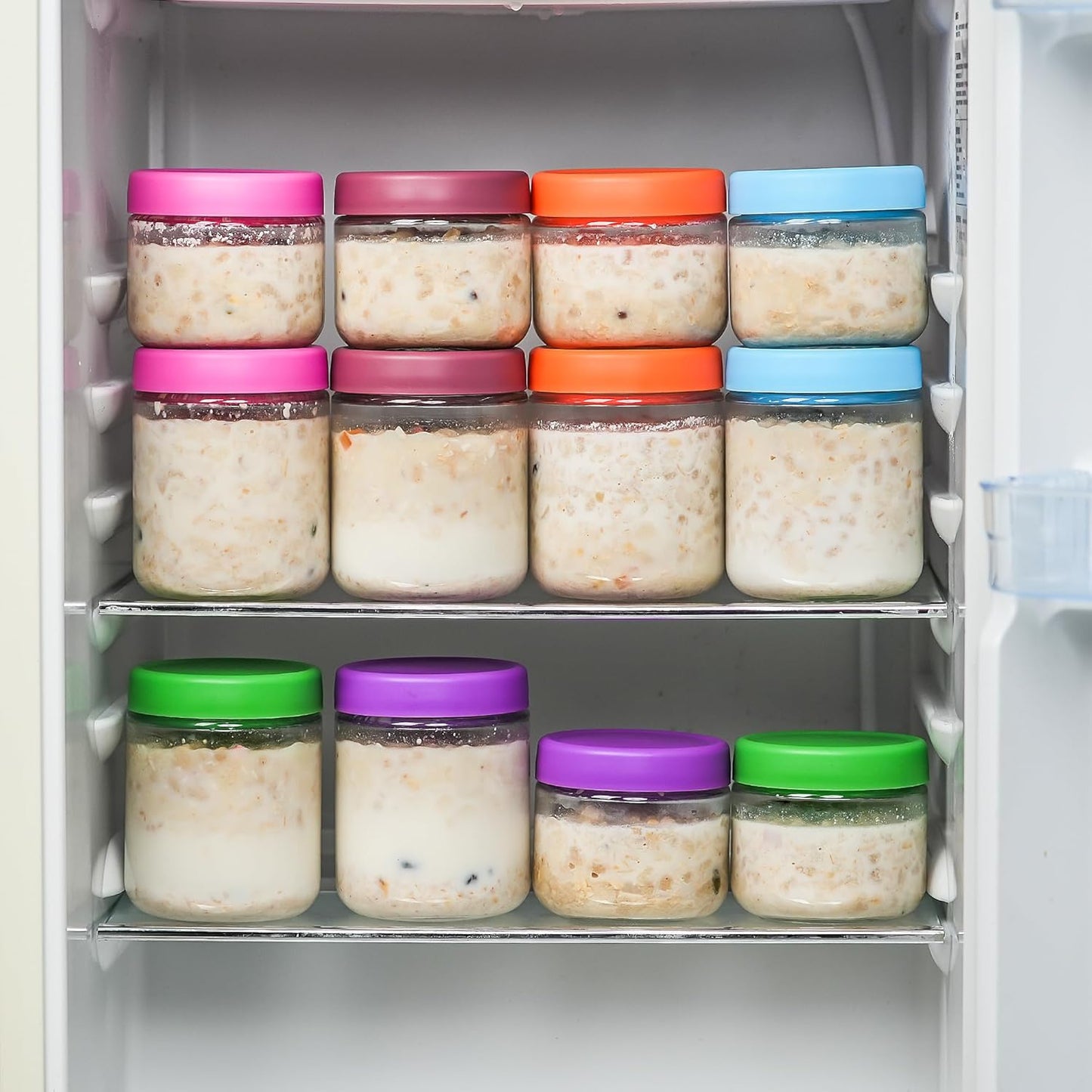16Oz Glass Jars for Overnight Oats Snacks Salad Yogurt Pudding Cereal Candy Storage Containers Meal Prep Mason Jar with Airtight Lids,6 Pack