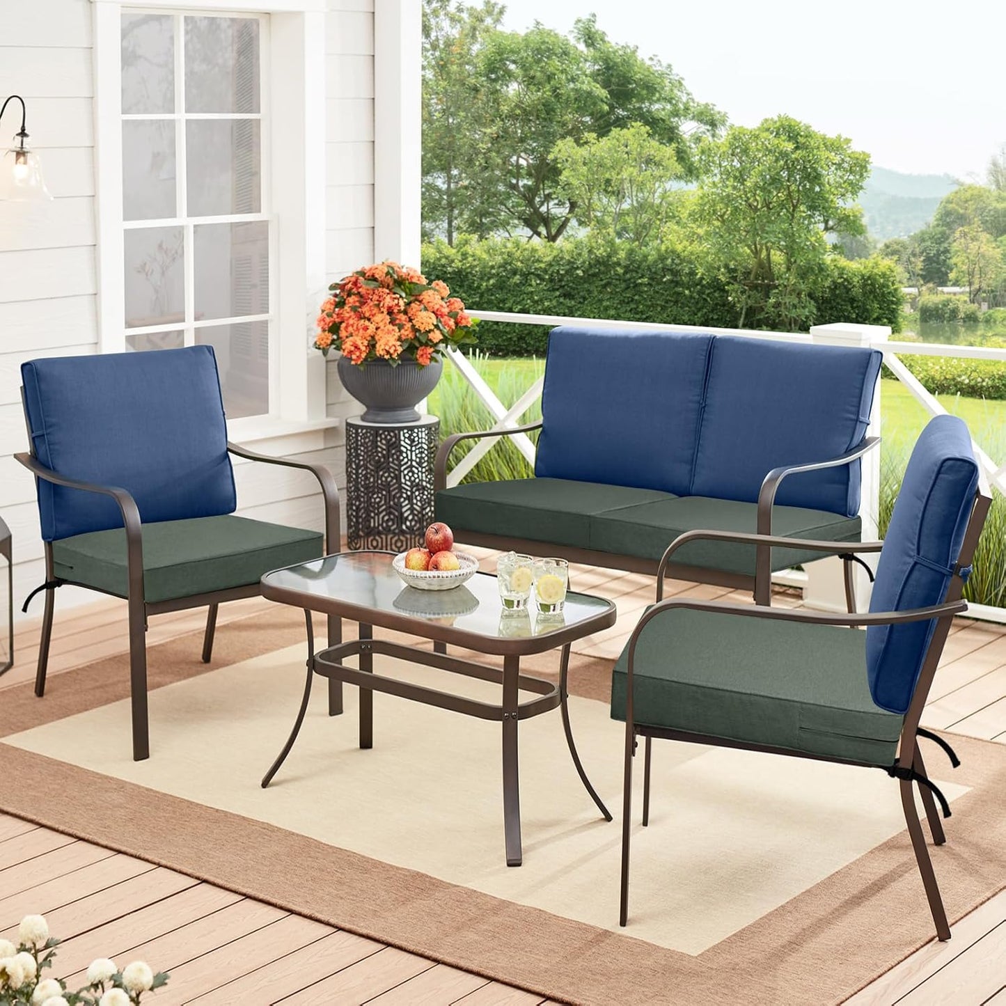 Patio Cushion Covers 22X20X4 Inch 4 Pack, Linen Look Outdoor Water Resistant Chair Seat Cushion Slipcover with Zipper for Outdoor Furniture, Covers Only! Sage Green