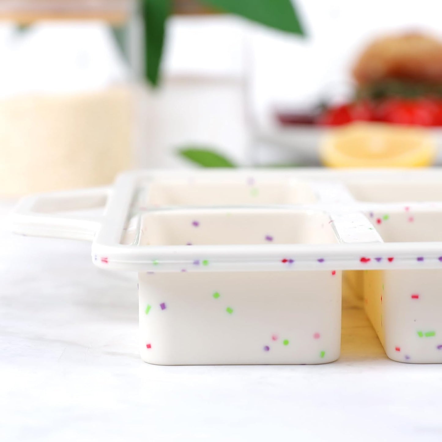 Silicone Mini Loaf Pans with Metal Reinforced Frame-1 Pack, Non-Stick Silicone Bread Pan for Baking 8-Cavity, Tiny Banana Bread Pan Set, Dishwasher Safe Brownie Pan-Cream
