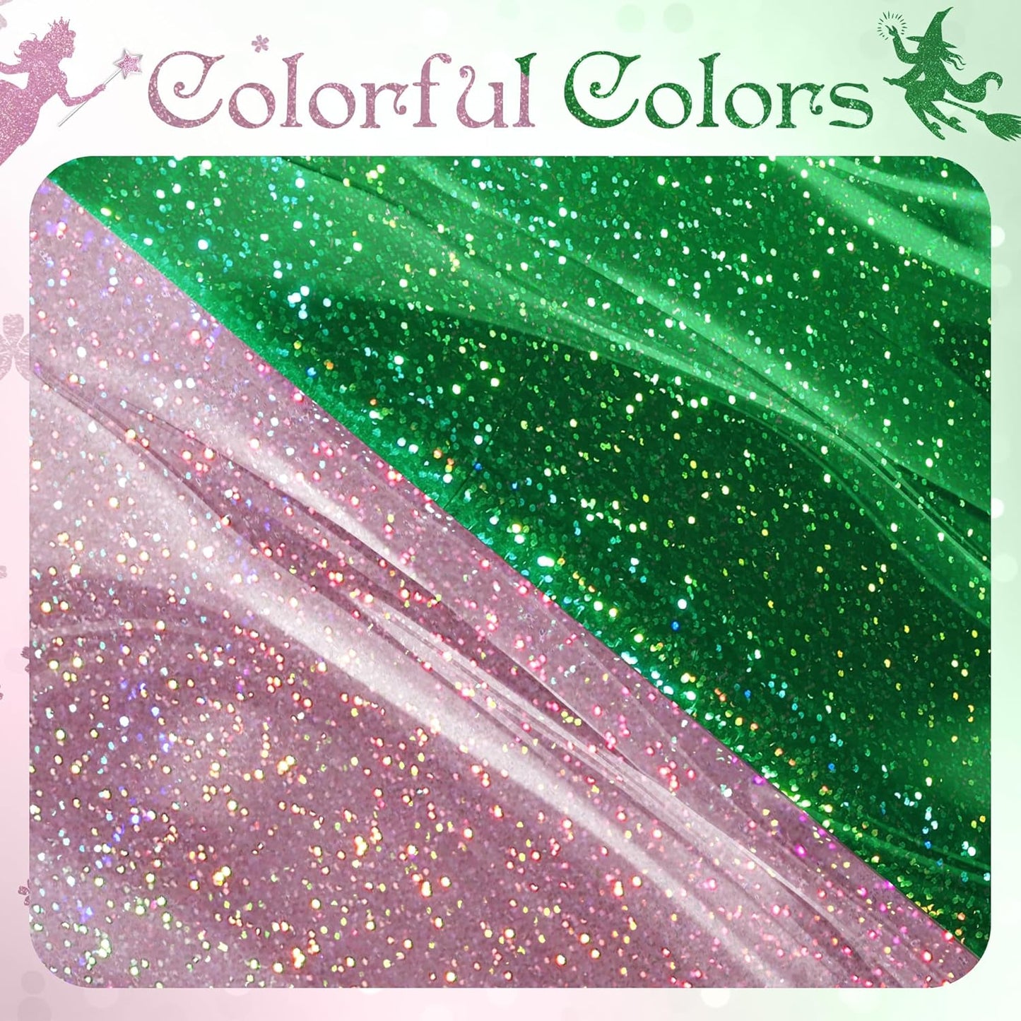 2-Pack Iridescent Green and Pale Pink Holographic Tablecloths 40x108" - Shiny Plastic Table Covers for Celebrations, Baby Showers, Birthdays, Weddings, Anniversaries, Bachelorette Parties, and Holiday Events