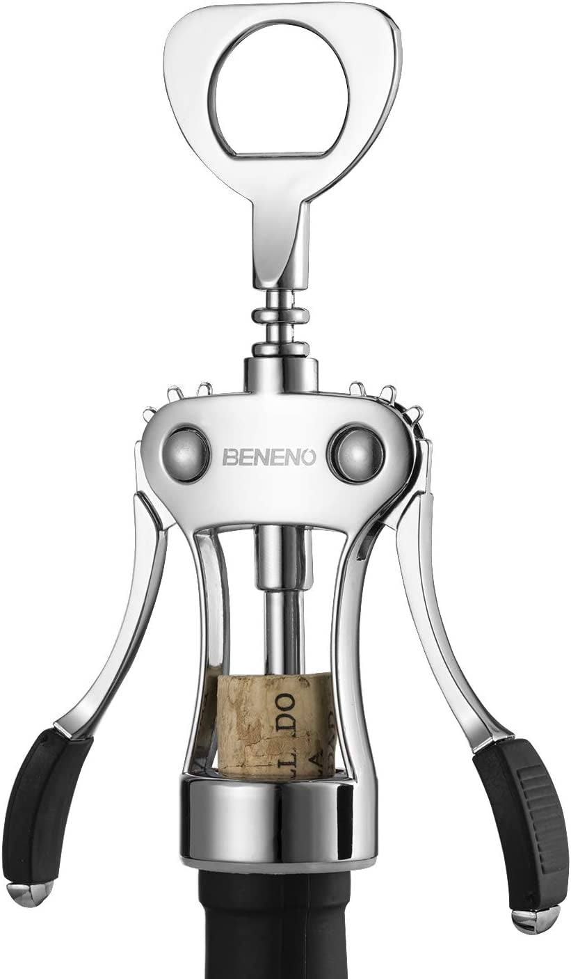 Wine Opener, Zinc Alloy Premium Wing Corkscrew with Multifunctional Bottles Opener, Sharp Wine Corkscrew with Ergonomic Non-Slip Wing Handle, Upgrade