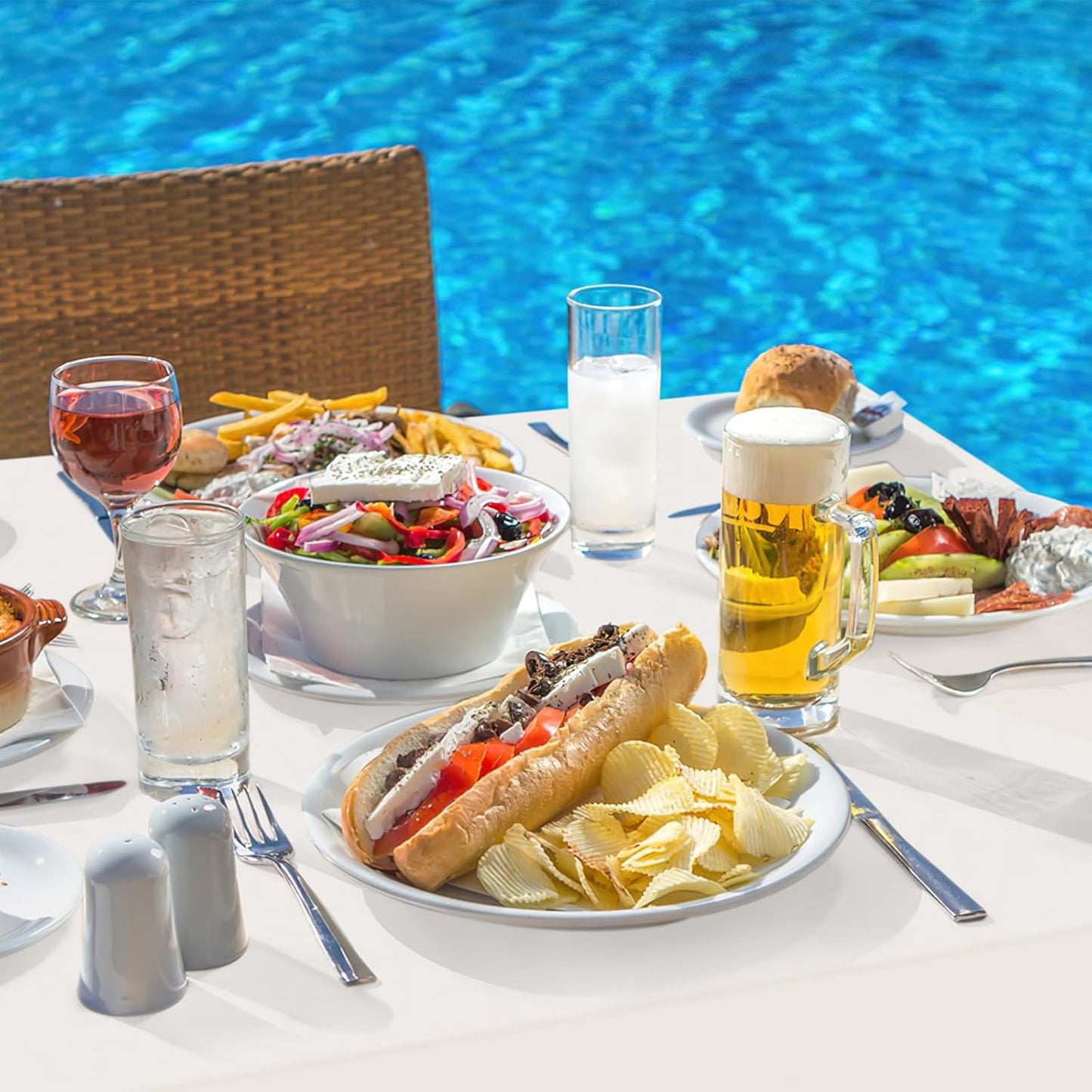 2 Pack Rectangle Vinyl Tablecloth, Waterproof Spillproof Plastic Flannel Backed Table Cloth, Wipe Clean Table Cover for Dining Table, Buffet Parties and Camping (Beige, 52" X 70")