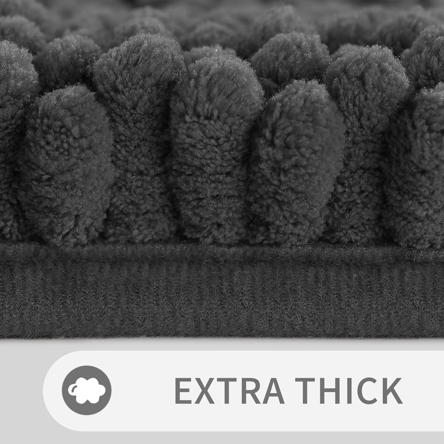 Toilet Rugs U Shaped Washable 24 X 24, Non Slip and Super Absorbent Toilet Mat, Quick Dry, Ultra Luxury Microfiber Chenille Plush Fluffy Contour Bath Rugs for Toilet Base, Dark Grey