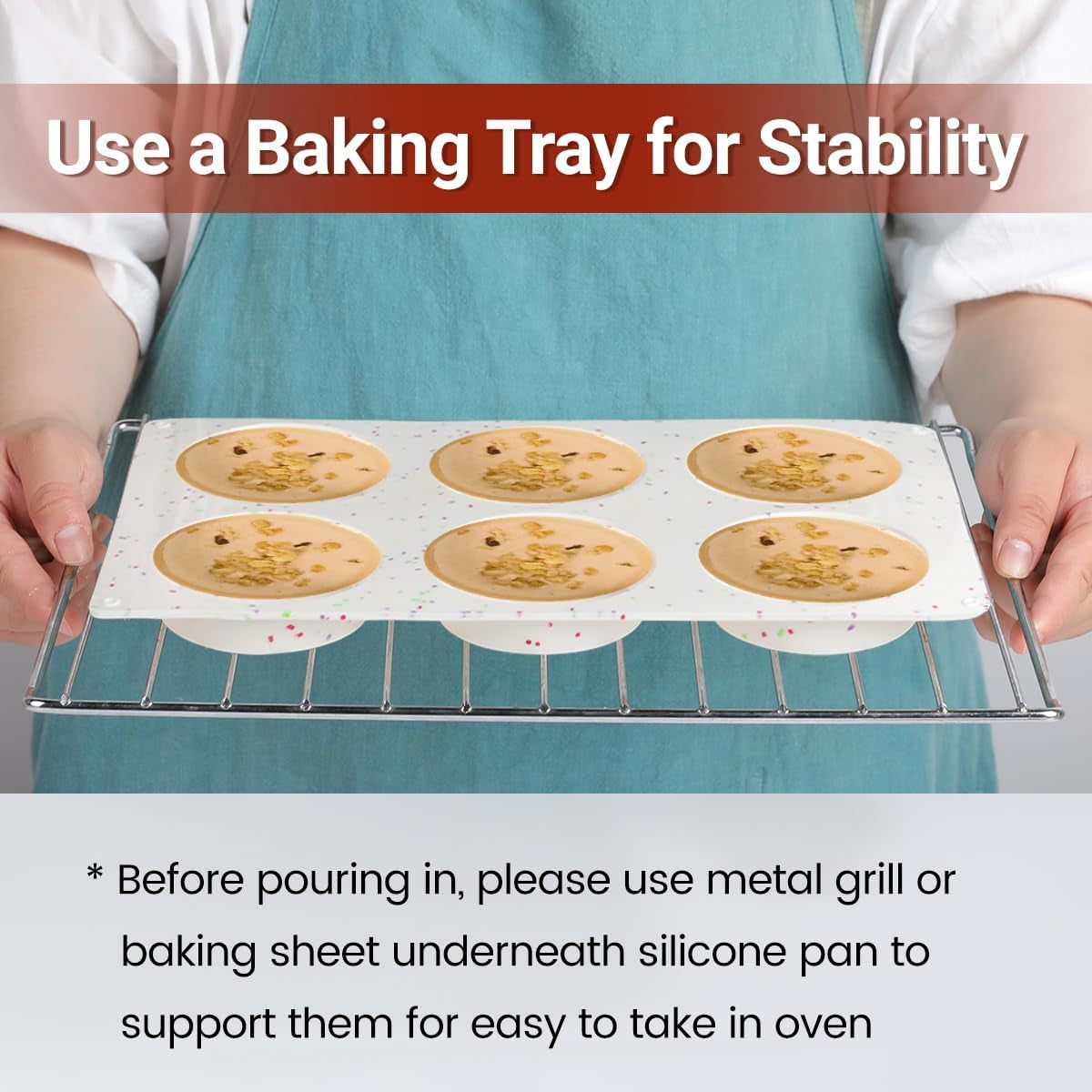 Muffin Top Pan, Silicone Egg Molds for Breakfast Sandwiches 3 Inch round Baking Pan for Oven English Muffins, Whoopie Pies, Corn Bread, Bites, Tarts 2 Pack Confetti