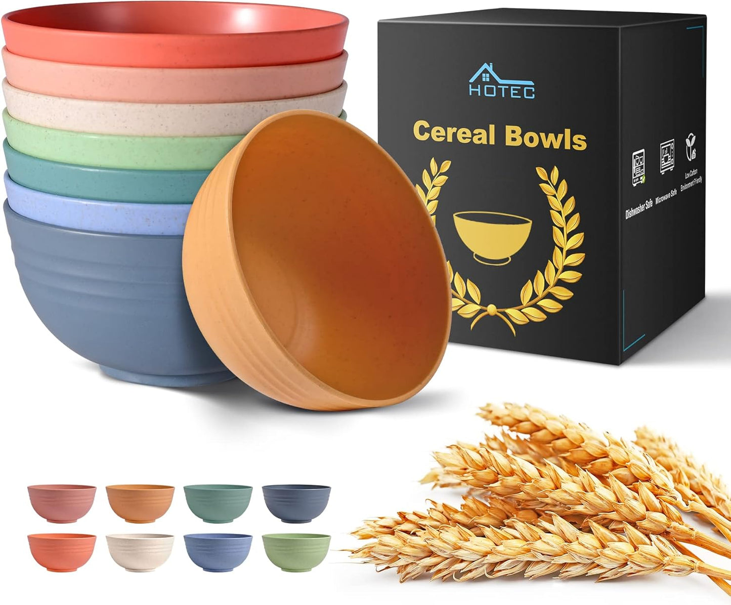 Unbreakable Cereal Bowls Set 8Pcs with Silicone Spatula Set 5Pcs