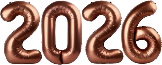 2026 Balloon Numbers - 40 Inch Coffee Brown New Years Eve Party Supplies 2026, Nye Decor Party Decorations Happy New Year, New Years Eve Foil Party Balloons