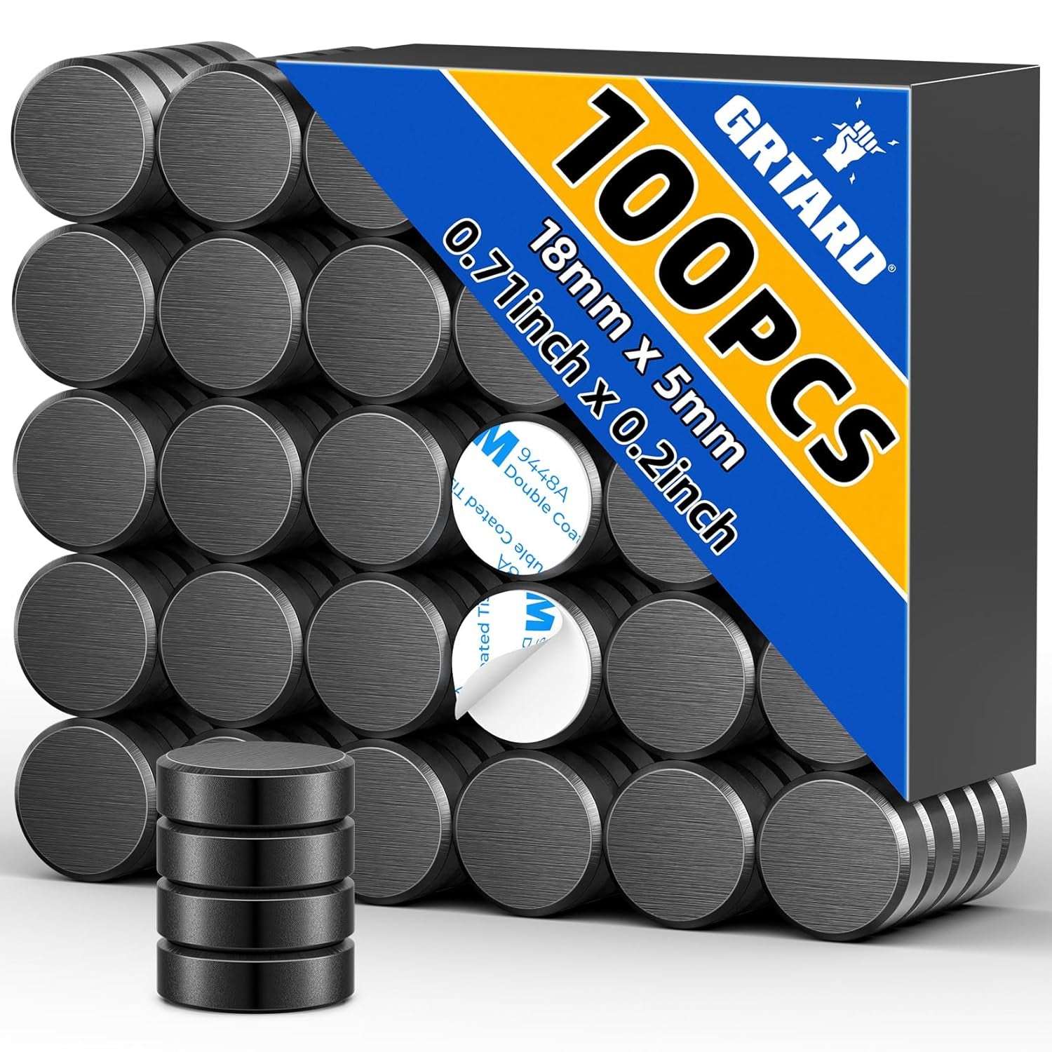 100 Pack Ceramic Magnets for Crafts, Small round Disc Crafts Magnets with Adhesive Backing, Flat Circle Ferrite Industrial Magnets for Refrigerator, DIY, Crafts, Classroom,Science Projects (18X5Mm)