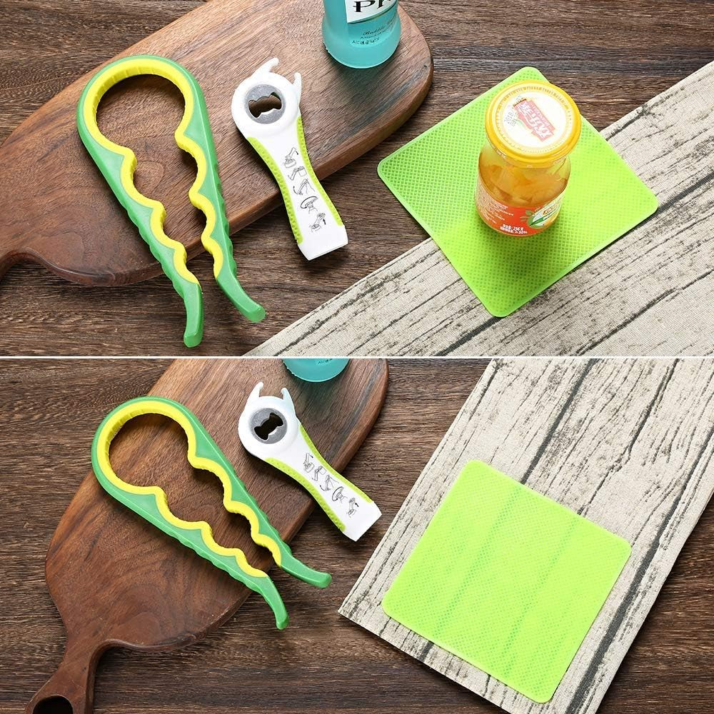 Ergonomic Jar and Bottle Opener with Silicone Grip for Effortless Lid Removal - Ideal for Seniors, Children, and Individuals with Arthritis (Green)