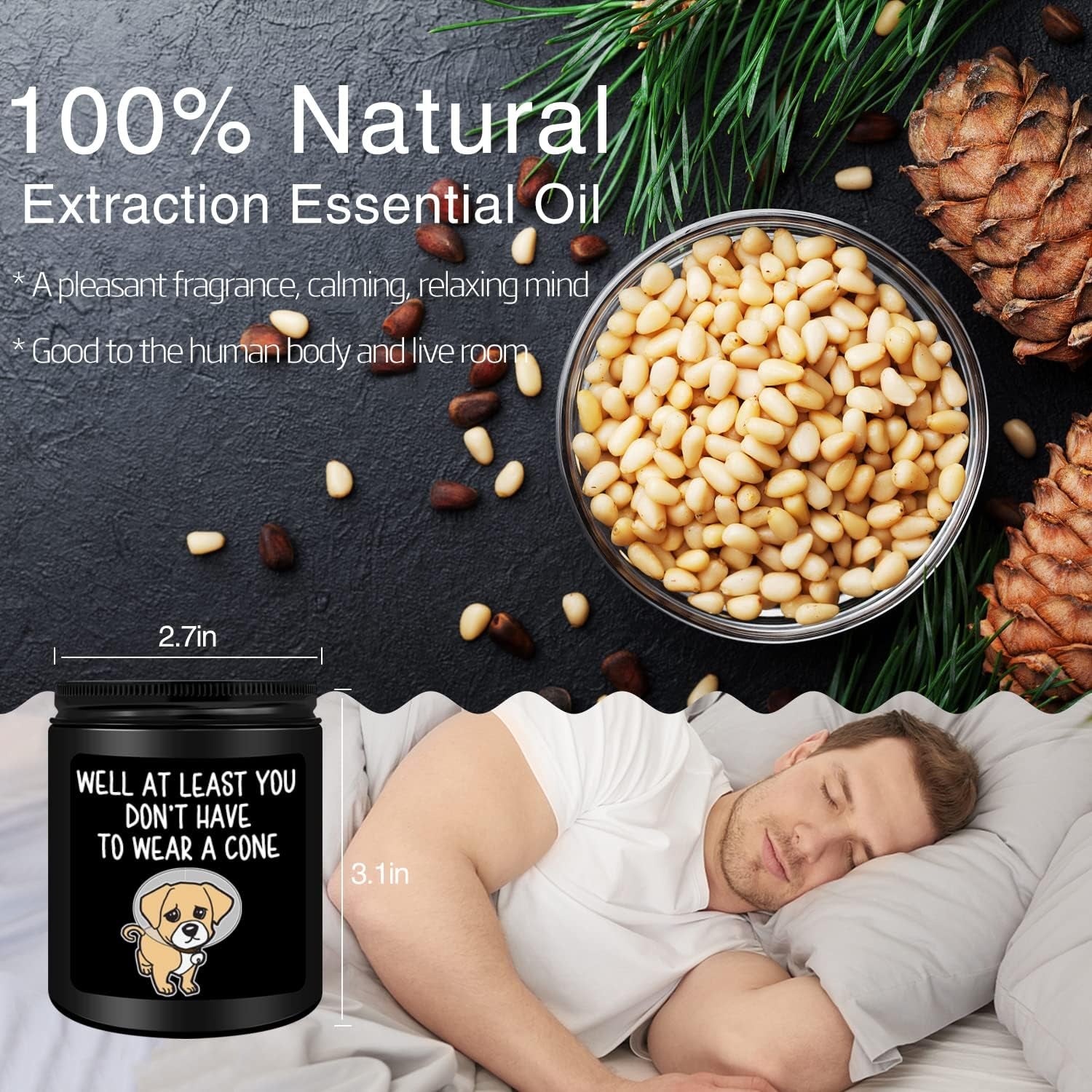 Get Well Soon Gifts for Men, Funny Gift for Him after Surgery, Feel Better Cheer up Inspirational, Sandalwood Candles for Friends Dad Brother Coworker