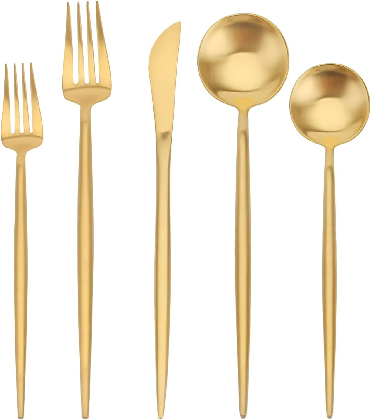 Matte Gold Silverware Set, 30-Piece Stainless Steel Satin Finish Flatware Set Service for 6, Kitchen Utensil Set, Tableware Cutlery Set for Home and Restaurant…