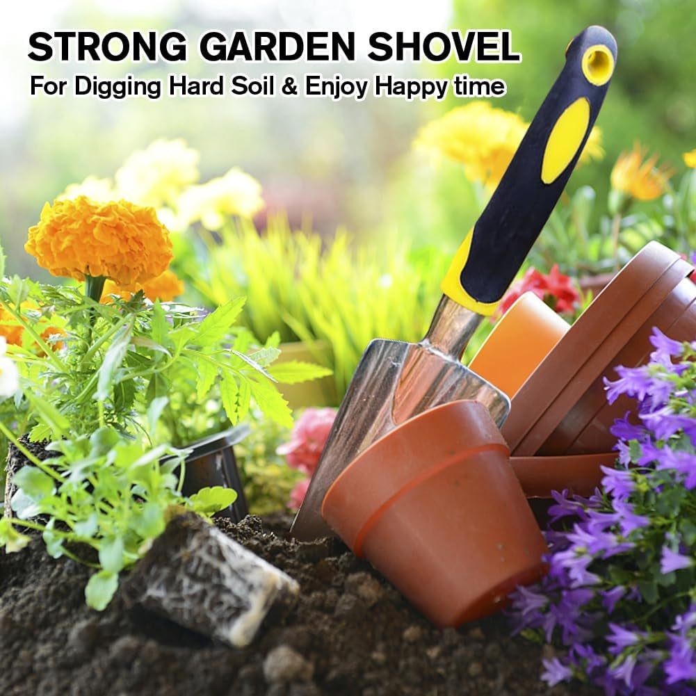 Trowel Garden Tool Gardening Shovel, Stainless Steel Hand Shovel with Rubber Handle, Garden Hand Tools for Men, Women and Kids.