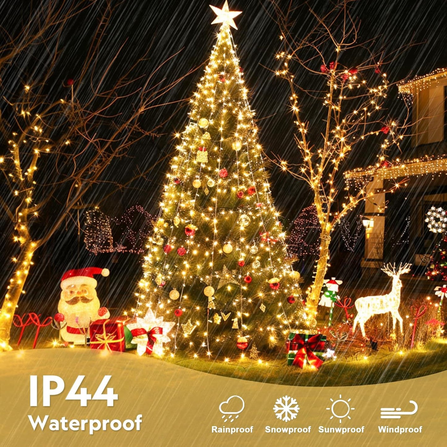 400 LED String Lights Indoor Outdoor Waterproof, 132 Ft Warm White Christmas Lights Plug in with Remote, 8 Modes Led String Lights for outside Patio Holiday Party Bedroom Classroom Decor