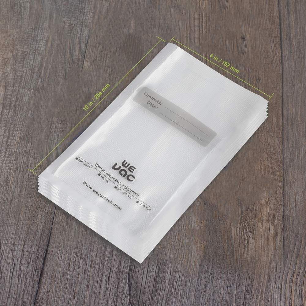 Vacuum Sealer Bags 100 Pint 6X10 Inch for Food Saver, Seal a Meal, Weston. Commercial Grade, BPA Free, Heavy Duty, Great for Vac Storage, Meal Prep or Sous Vide