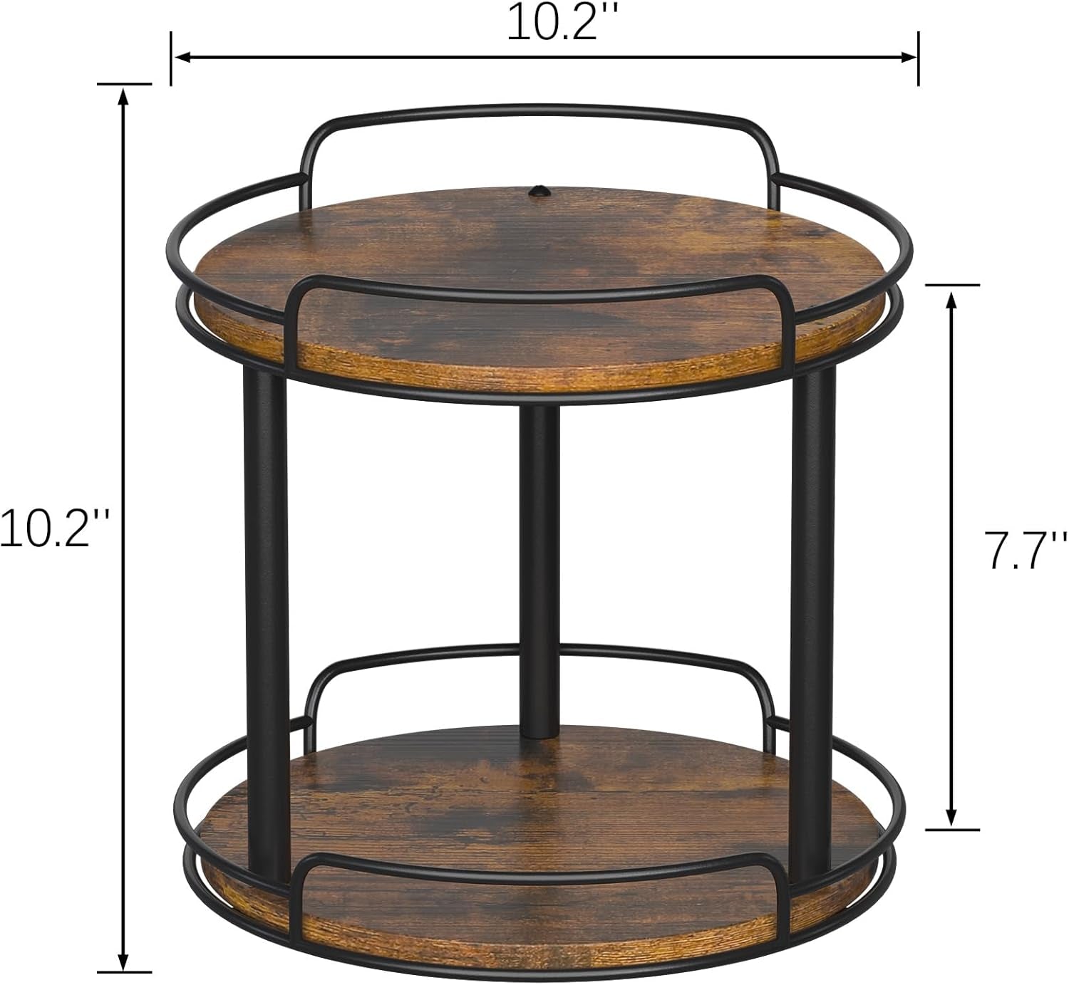 10.2'' Wood Lazy Susan Turntable Organizer for Cabinet, 2 Tier Lazy Susan Spice Rack Organizer for Kitchen, Table Top, Countertop, Pantry, Medicine Organizer
