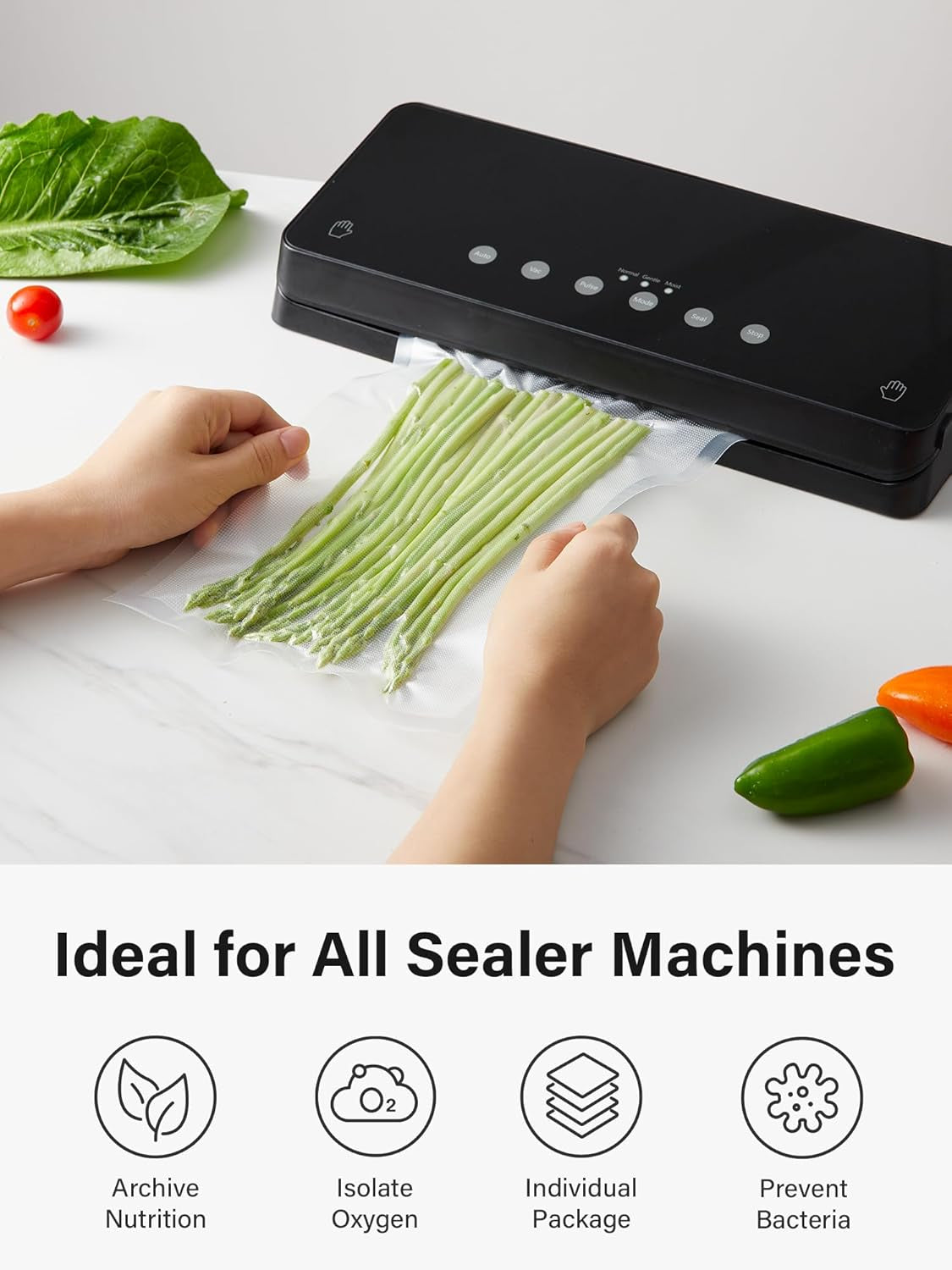 Vacuum Sealer Bags for Food, 150 Gallon 11" X 16", Quart 8" X 12" and Pint 6" X 10" Vacuum Seal Bags, Commercial Grade, BPA Free, Pre Cut Freezer Bags for Food Storage, Meal Prep or Sous Vide
