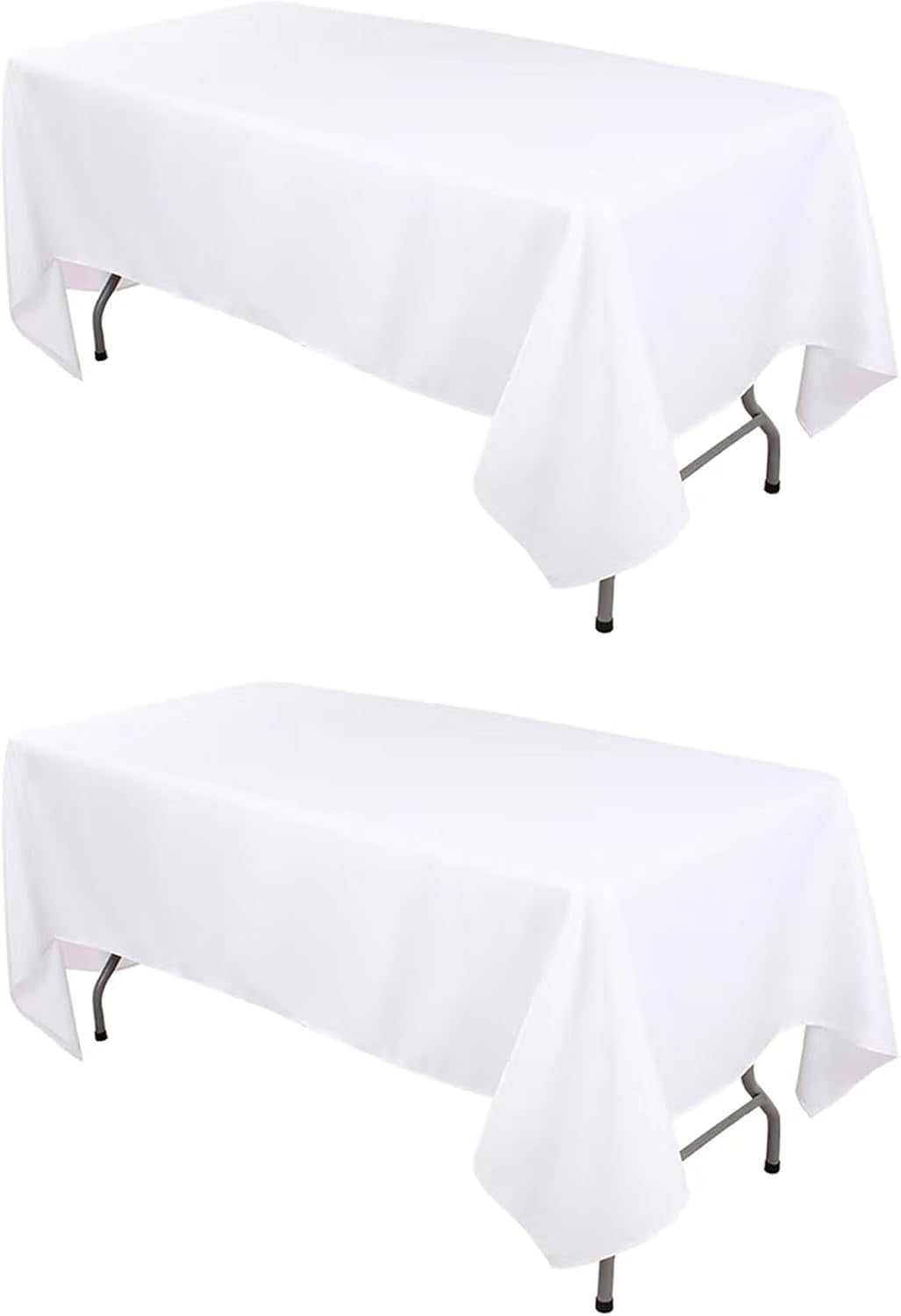 60 X102 Inch White Rectangle Table Cloths 2 Packs Polyester Tablecloths High Density Washable Fabric Table Cover for 6 Foot Tables Wrinkle Resistant Tablecloth for Wedding Buffet Banquet Party