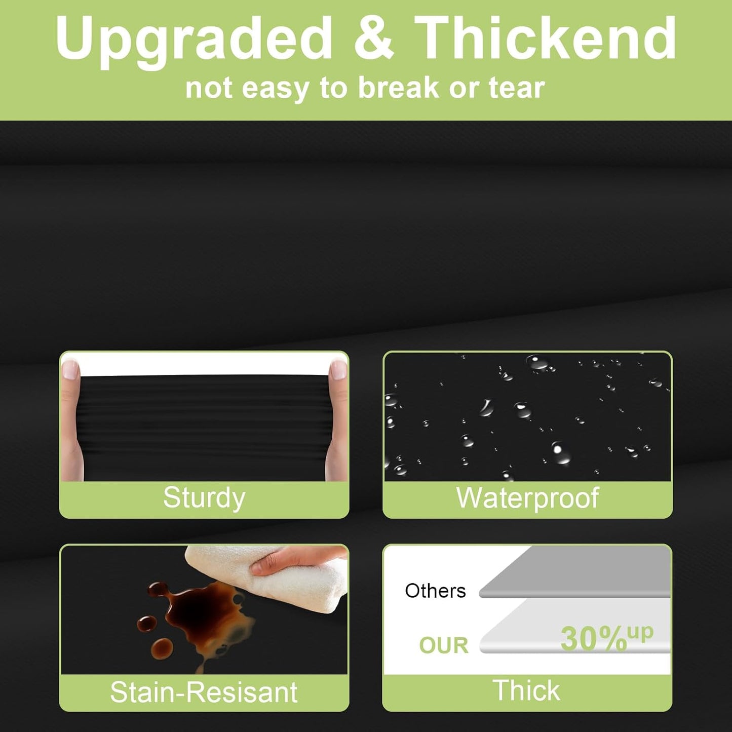 Plastic Table Cloth Disposable 2 Pack, 54 X 108 Inch Tablecloths for Rectangle Tables, Black Plastic Table Cover
