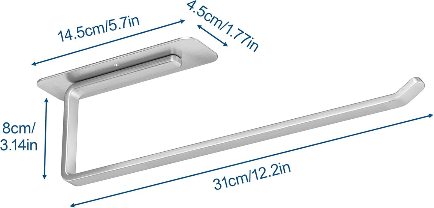 Paper Towel Holder under Cabinet - Both Available in Adhesive and Drilling - Upgraded Aluminum Paper Towel Holder Wall Mount - Kitchen Towel Holder