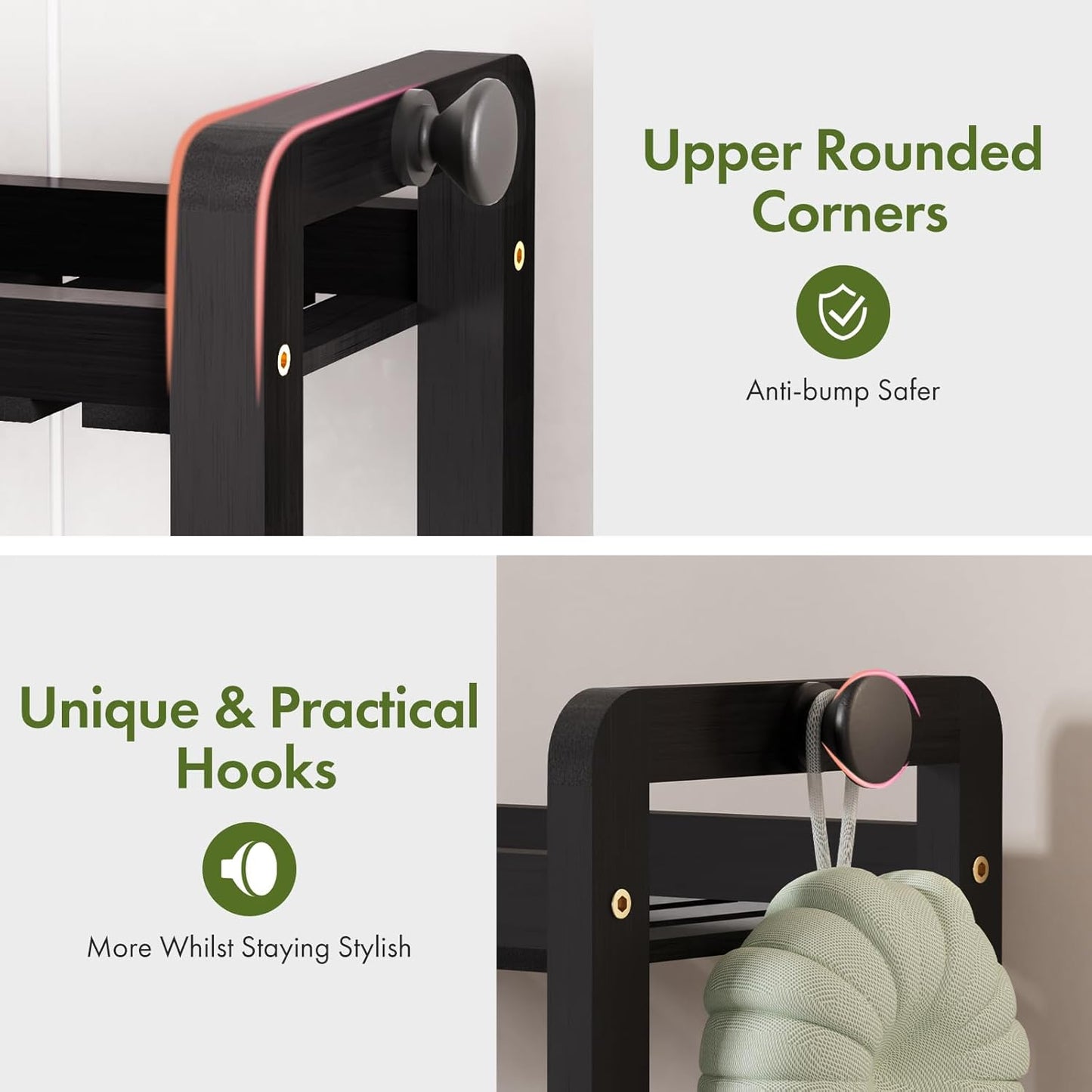 Bamboo over the Toilet Storage Shelf - 2-Tier Bathroom Organizers and Storage Shelves, 2 in 1 Dual Stable above over Toilet Bathrooms Shelf Home Storages Rack for Small Bathroom, Black