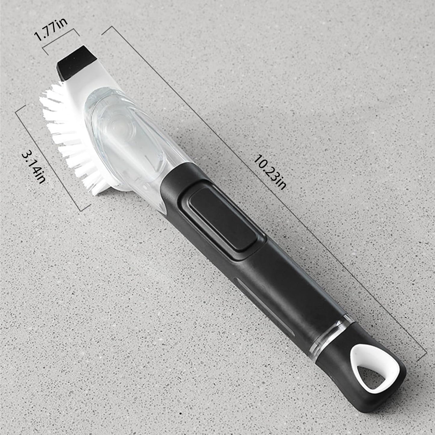 Dish Brush, Dish Cleaning Brush with Stainless Steel Handle and Replace Head Kitchen Dish Scrub Brush with Soap Dispenser for Pot Sink Pan Cleaning, Black