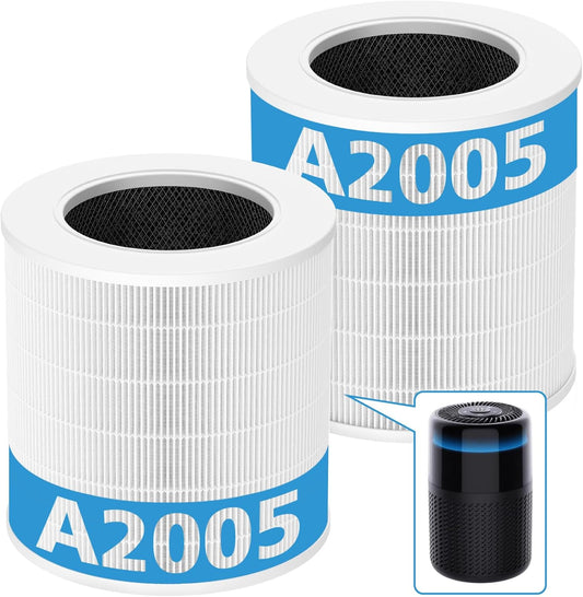 A2005 Compatible Replacement Filter for A2005 Air Purifier - 3-in-1 HEPA and Activated Carbon Filter for Effective Removal of Smoke, Dust, Odors, Pollen, and Pet Dander, Achieving 99.9% Filtration Efficiency for Particles as Small as 0.3 Microns, Ideal for Home and Bedroom Use