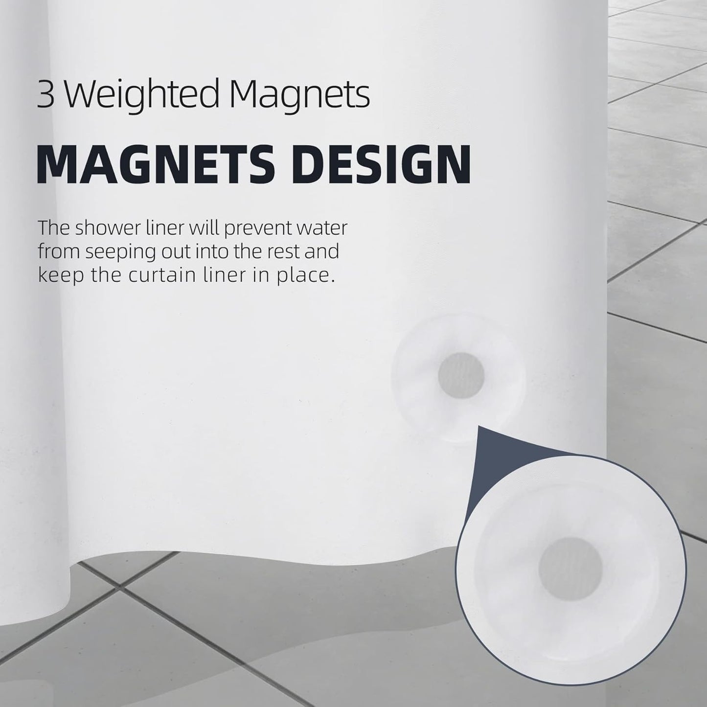 12 Pcs Shower Curtain Hooks and 72 X 72 Inches White Shower Curtain Liner