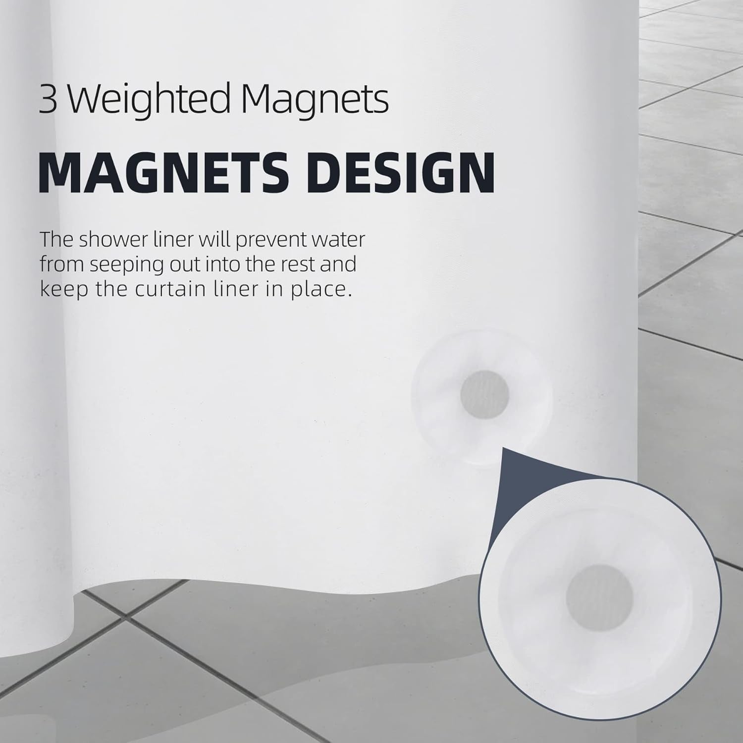 12 Pcs Shower Curtain Hooks and 72 X 72 Inches White Shower Curtain Liner