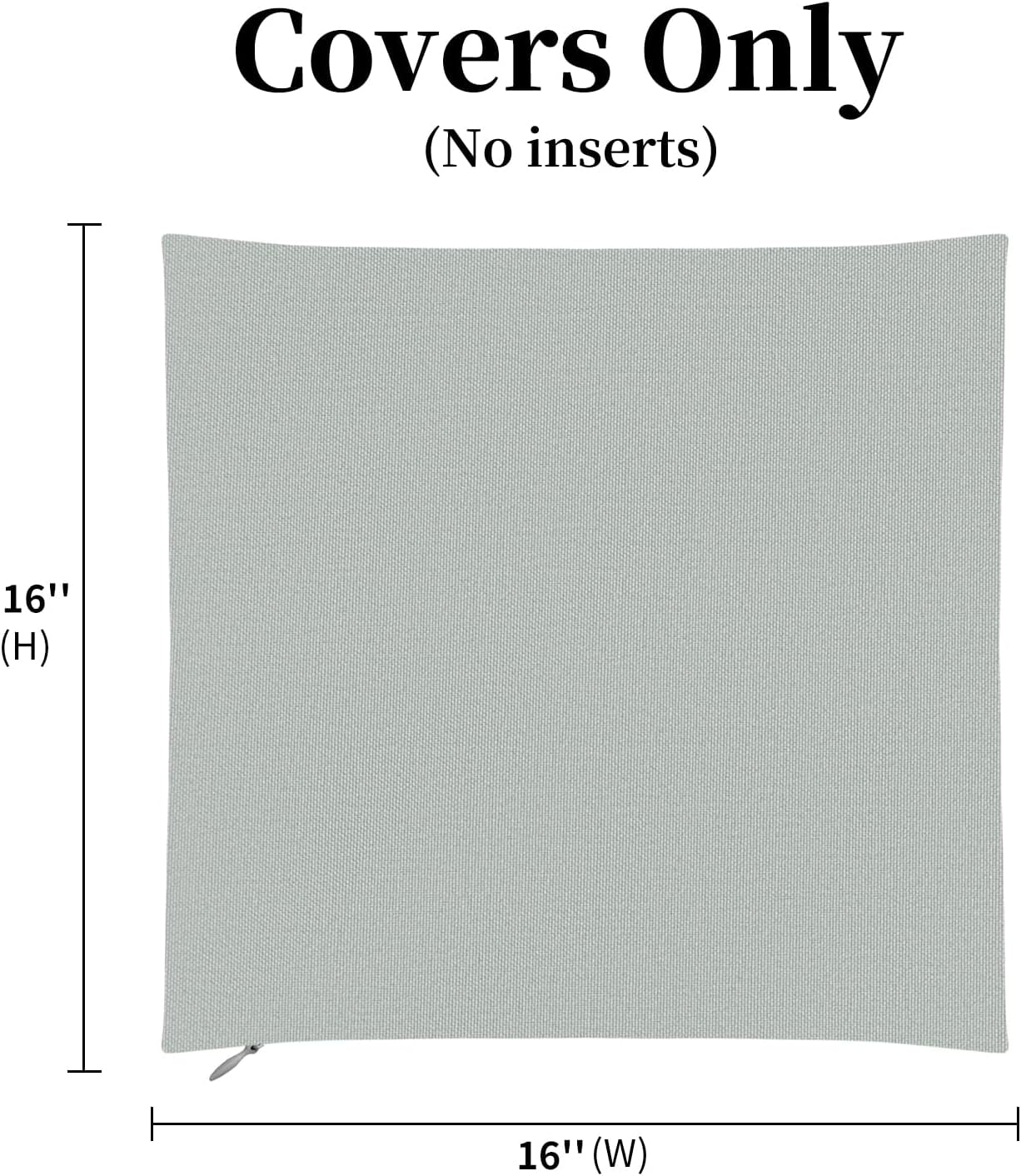 16X16 Inch Pack of 2 Outdoor Waterproof Pillow Covers Only Patio Throw Pillowcase Light Grey