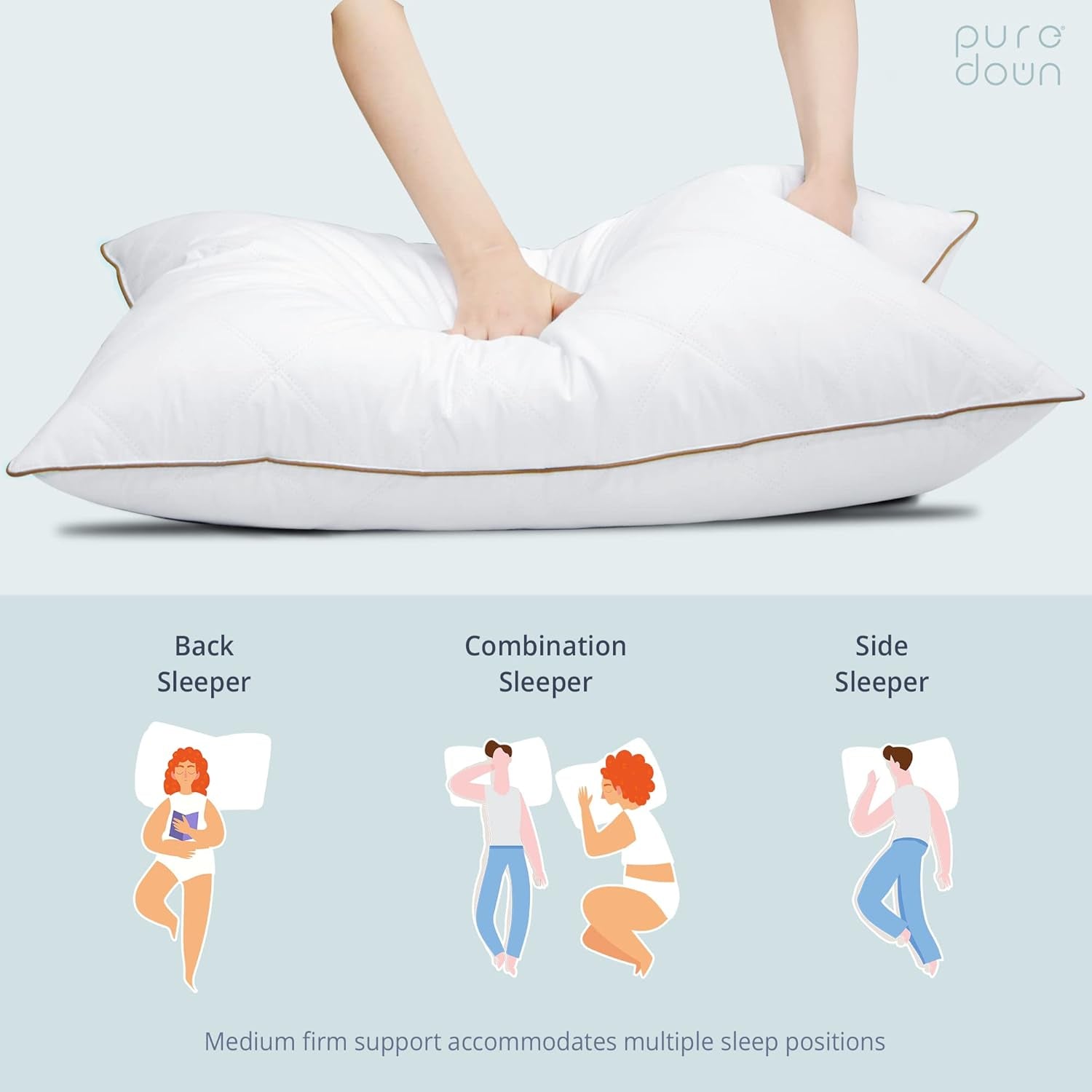 ® Goose Feathers and down Pillow with Diamond Quilting with 100% Cotton Cover, Pack of 2, King Size