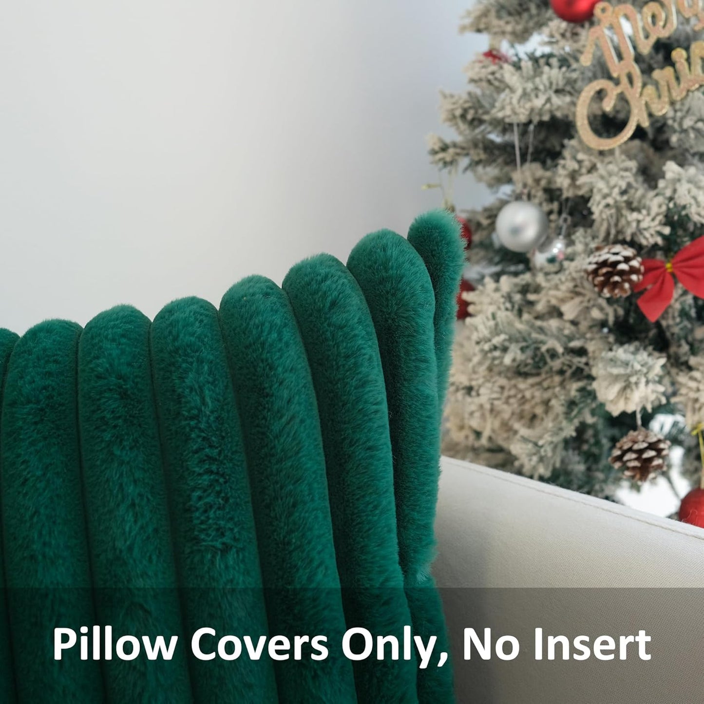Pack of 2 Faux Fur Plush Decorative Throw Pillow Covers Couch Cushion Case Soft Pillowcases (Dark Green, 20 X 20-Inch)