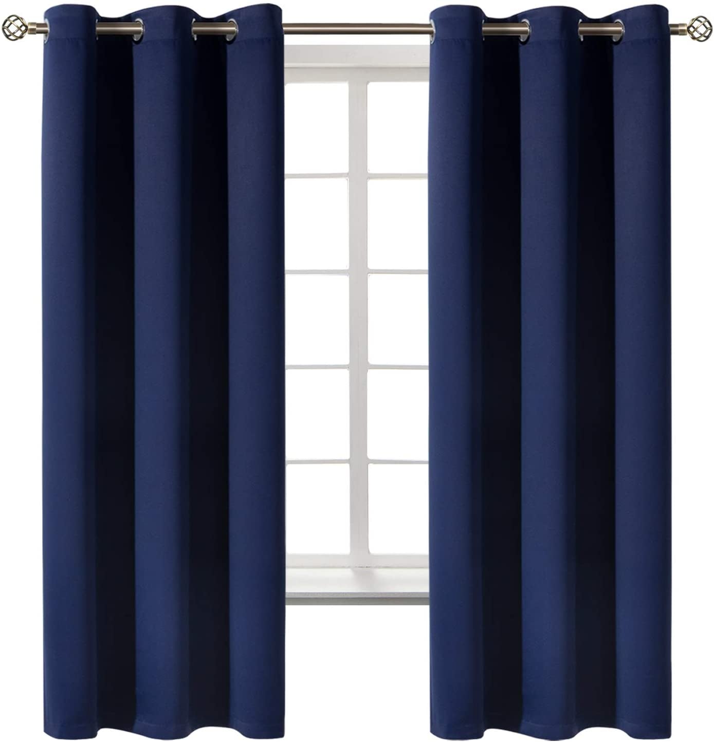 Blackout Curtains for Bedroom 63 Inches Long - Navy Blue Room Darkening Thermal Insulated Sunlight Blocking Grommet Window Drapes for Kids Boys Room, Set of 2 Panels, 42 X 63 Inch