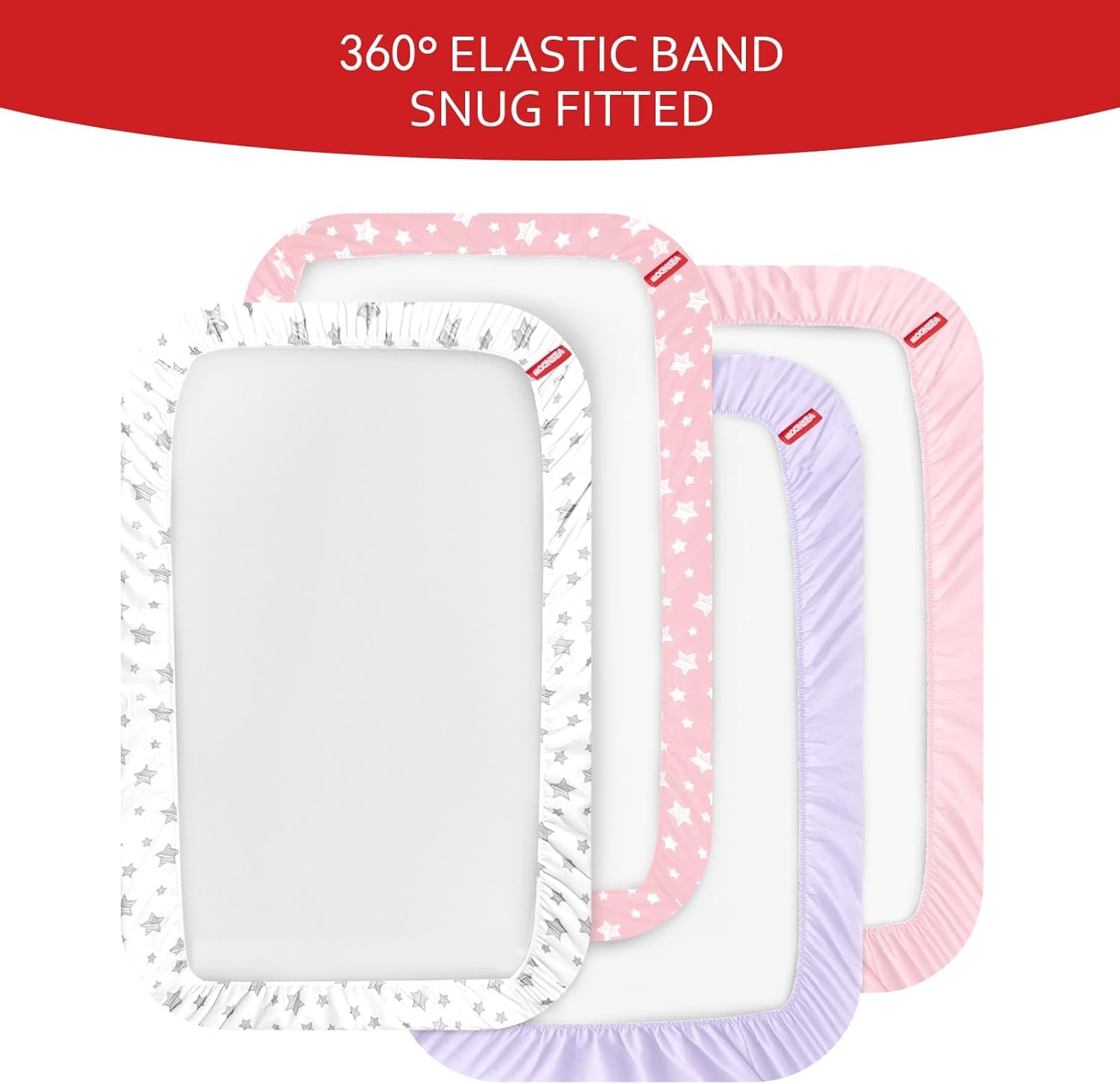 Bassinet Sheets for Baby Boys Girls 4 Pack(33" X 20"), Compatible with Airclub, Mika Micky, Baby Delight, Dream on Me, Koola, AMKE and Other Rectangle Bassinet Mattress, Pink