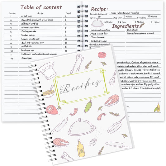 Recipe Book, 5.6"X 8.2" Recipe Book to Write in Your Own Recipes, Blank Recipe Book, Recipe Notebook, Recipe Journal Hold 170 Recipes
