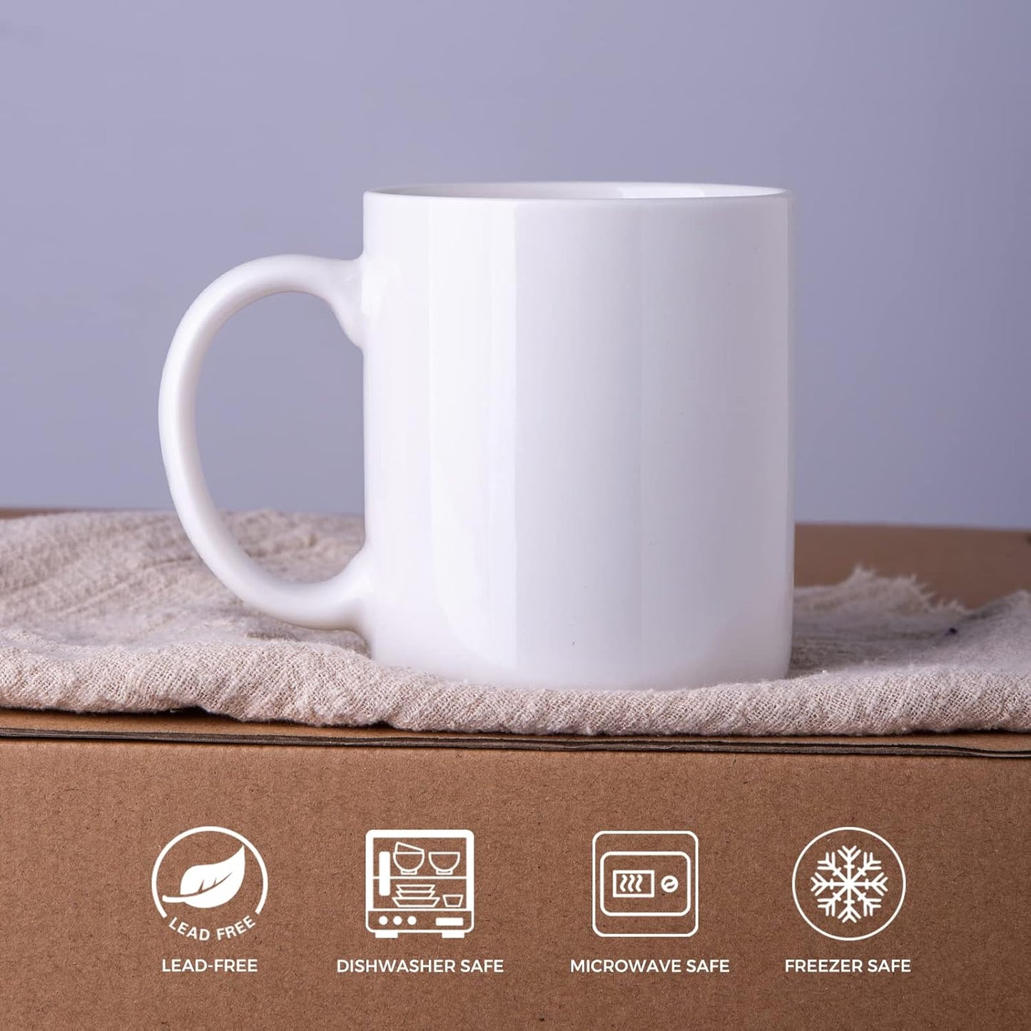 12 oz Off-White Ceramic Coffee Mugs Set of 12 with Large Handle, Lightweight and Dishwasher & Microwave Safe, Ideal for Latte, Cappuccino, Cocoa, and Milk