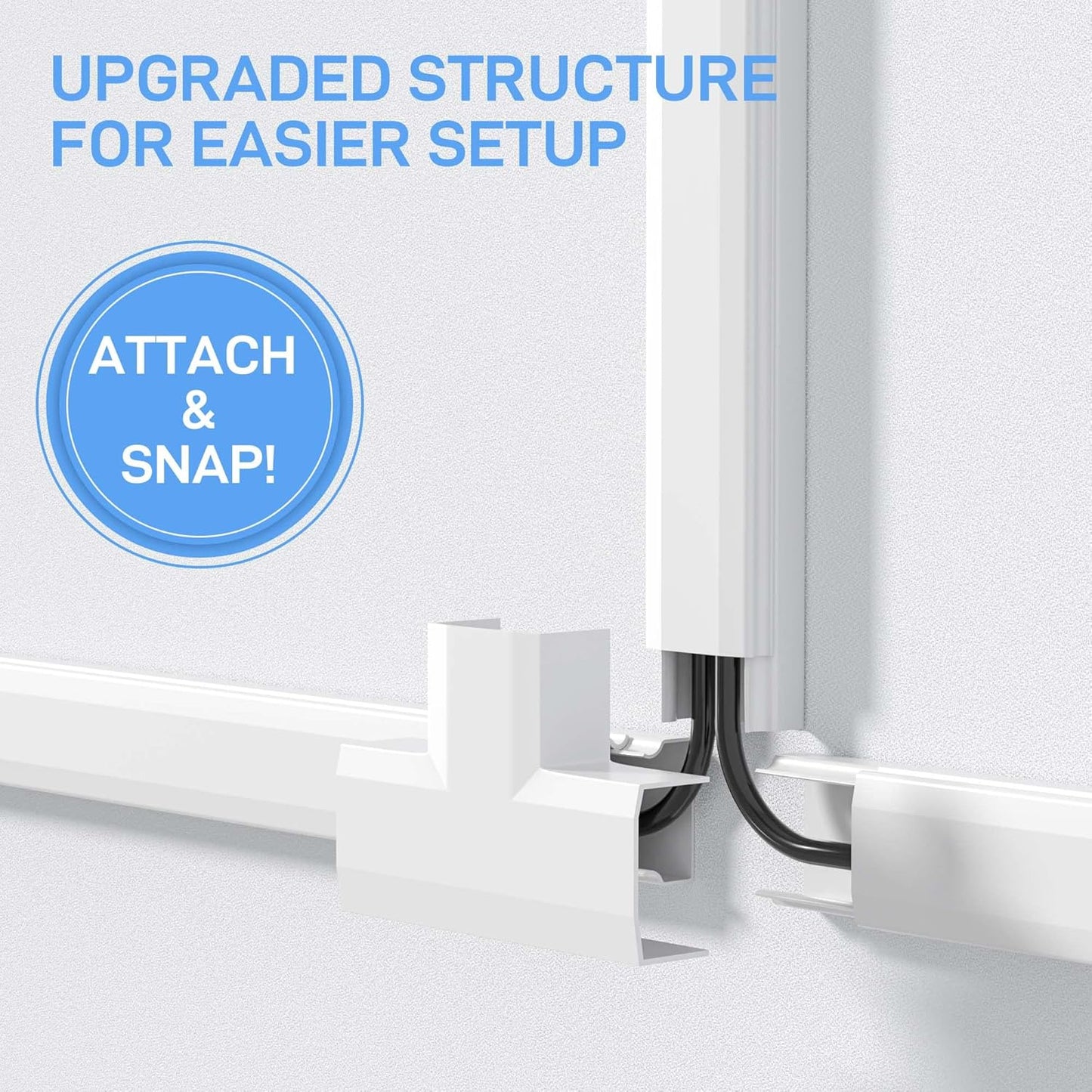 Large TV Cord Hider Wall, 94.5In Cord Covers for 3-4 Wires on Wall, Easy Set up Cable Hider Cable Management, Wire Hiders Wire Covers for TV Cords, Cables Cover Raceway, 6X W1.18 H0.67In, White