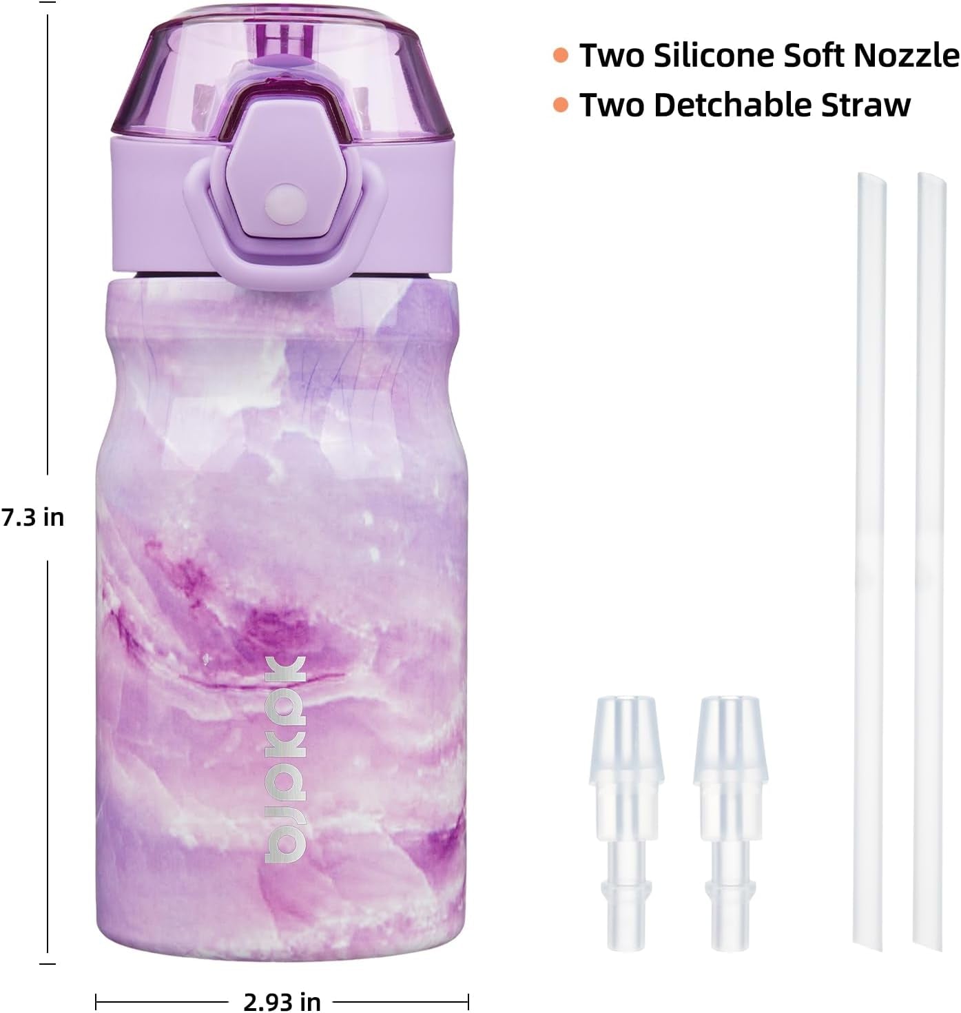 Stainless Steel Insulated Water Bottle with Straw Lid 14Oz Reusable Metal Thermo Bottles Keep Cold and Hot,Dawn