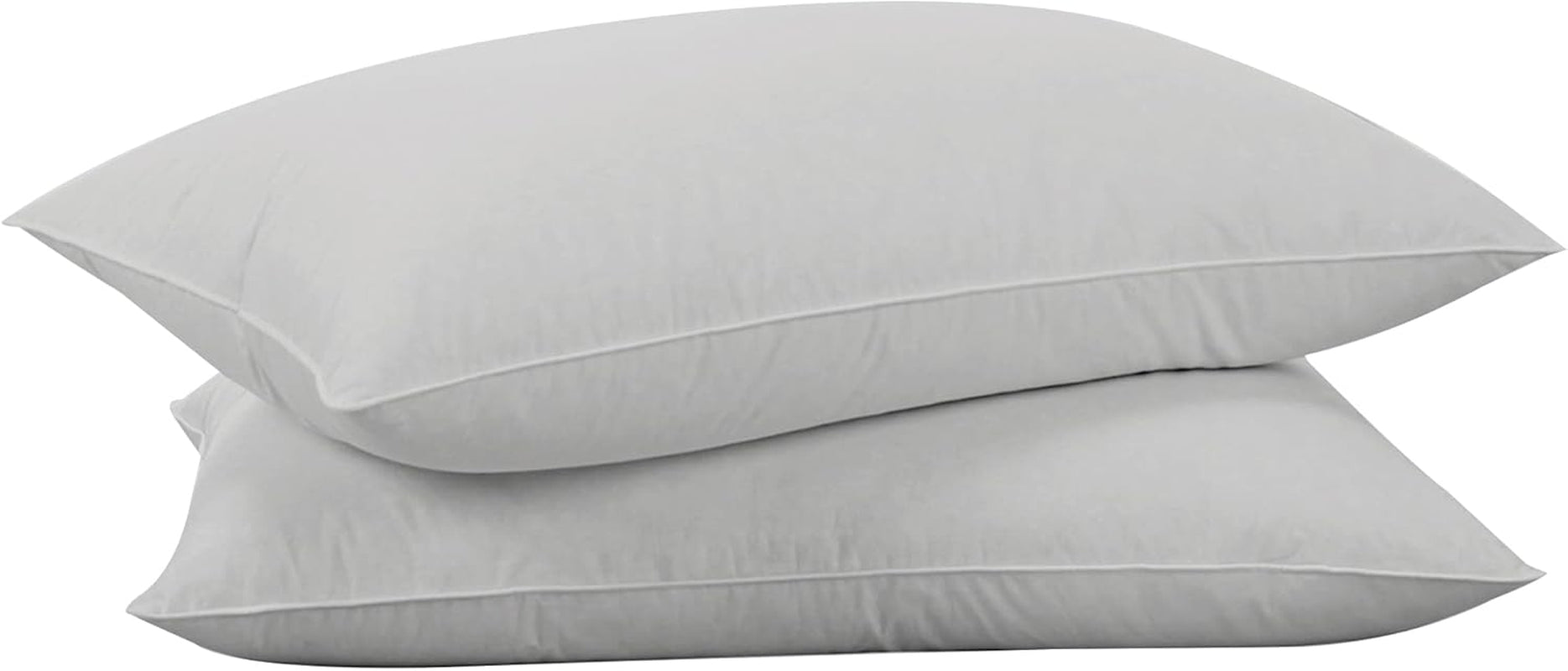 Goose Feathers down Pillows - Standard Size Bed Sleeping Hotel Collection Pillows Set of 2 with 100% Cotton Cover, Grey