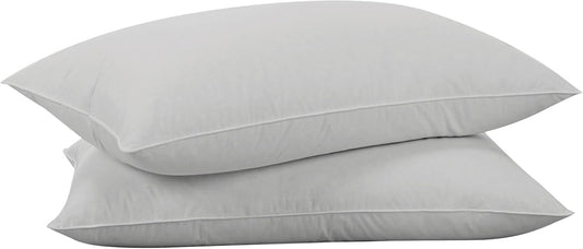 Goose Feathers down Pillows - Standard Size Bed Sleeping Hotel Collection Pillows Set of 2 with 100% Cotton Cover, Grey